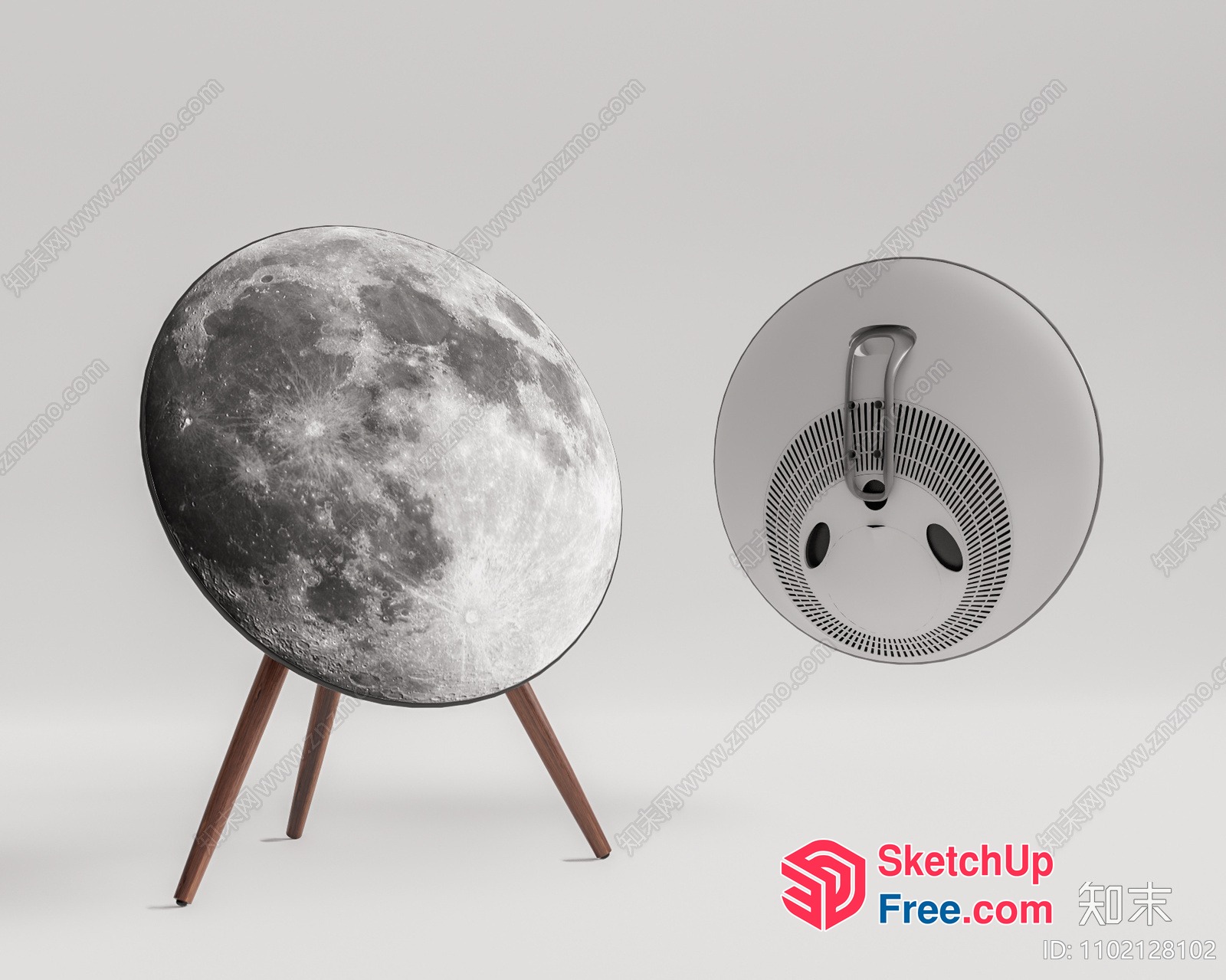 Round Moon-Shaped Table With Wooden Legs 3D SketchUp File