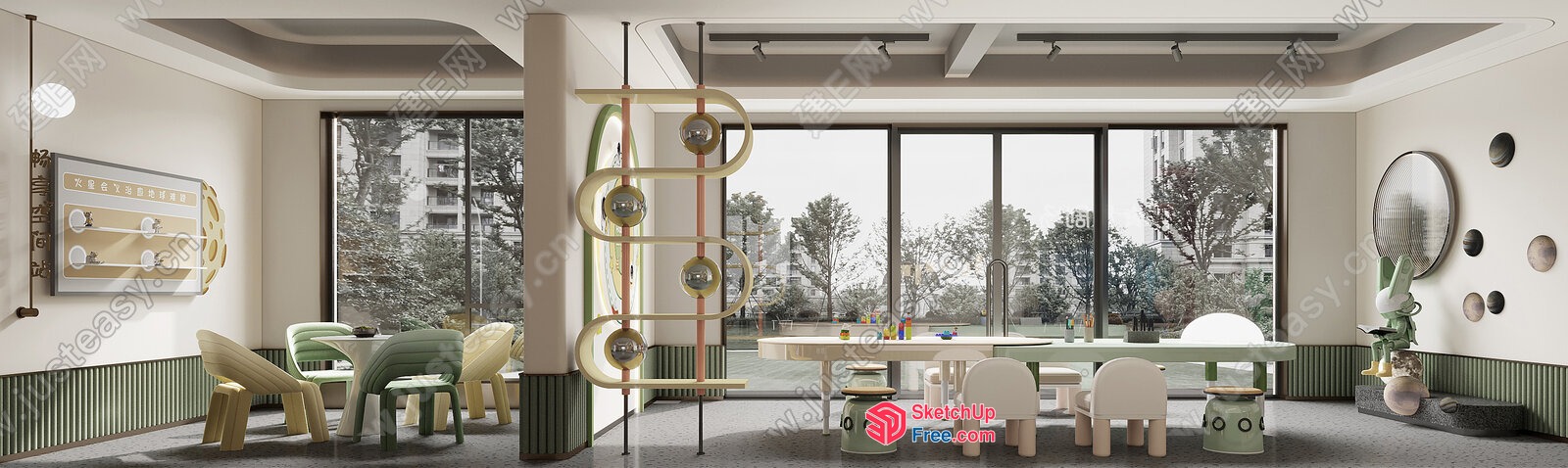 Modern Minimalist Children'S Playroom Interior 3D SketchUp File