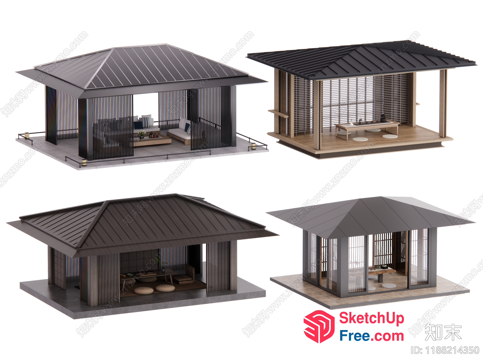 Modern Asian-Inspired Pavilion Design 3D SketchUp File