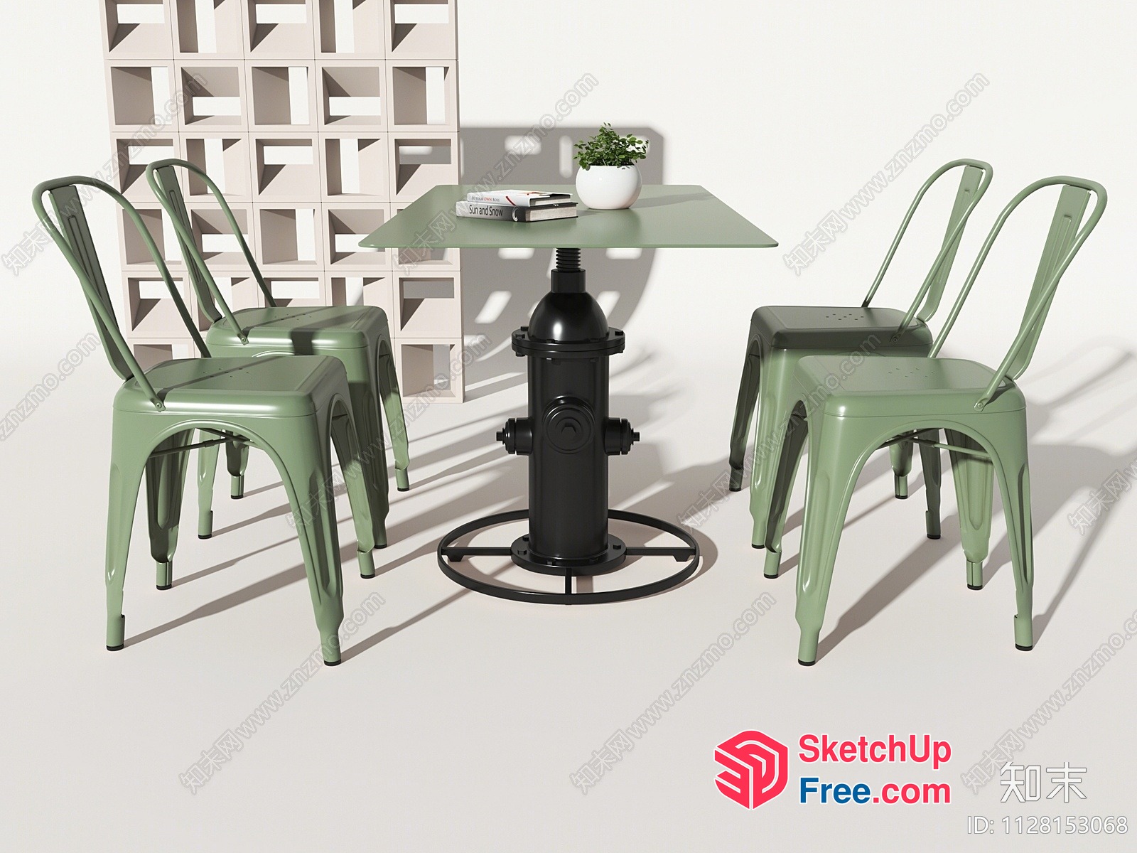 Industrial Style Table And Chairs 3D SketchUp File
