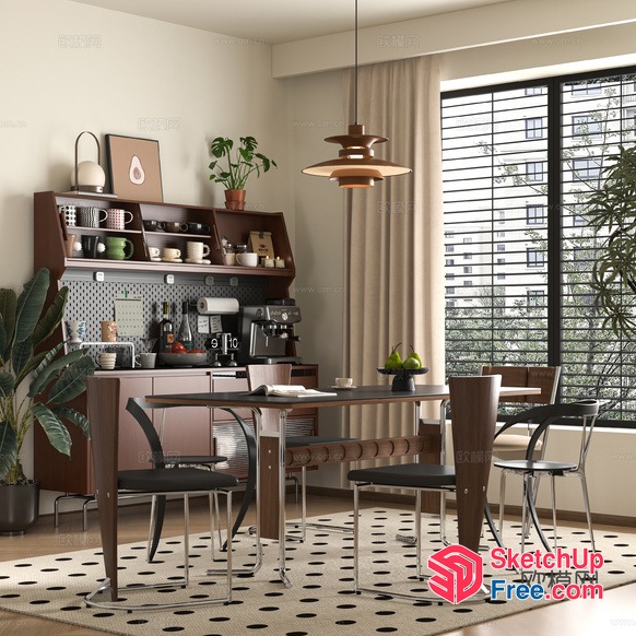 Modern Kitchen And Dining Area With Natural Light 3D SketchUp File