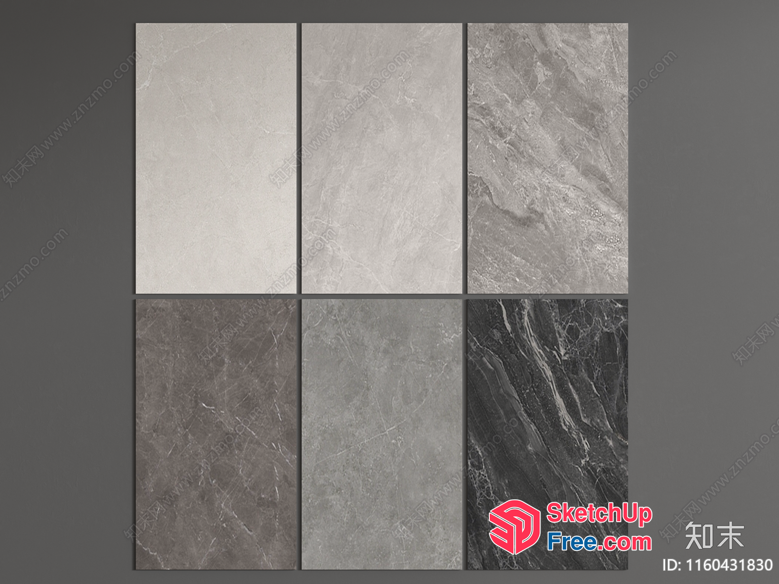 Grey And White Marbled Tiles 3D SketchUp File