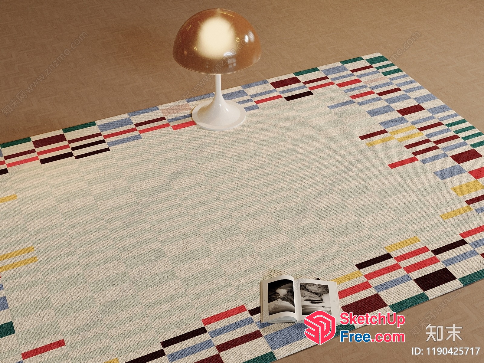 Colorful Rug With Geometric Pattern And Minimalist Design 3D SketchUp File
