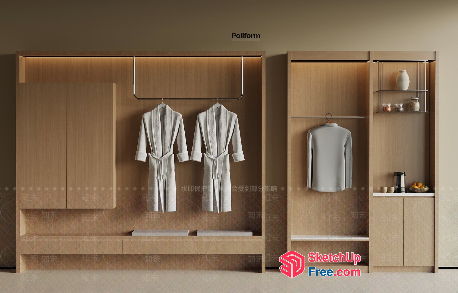 Modern Minimalist Bathroom And Closet Decor 3D SketchUp File