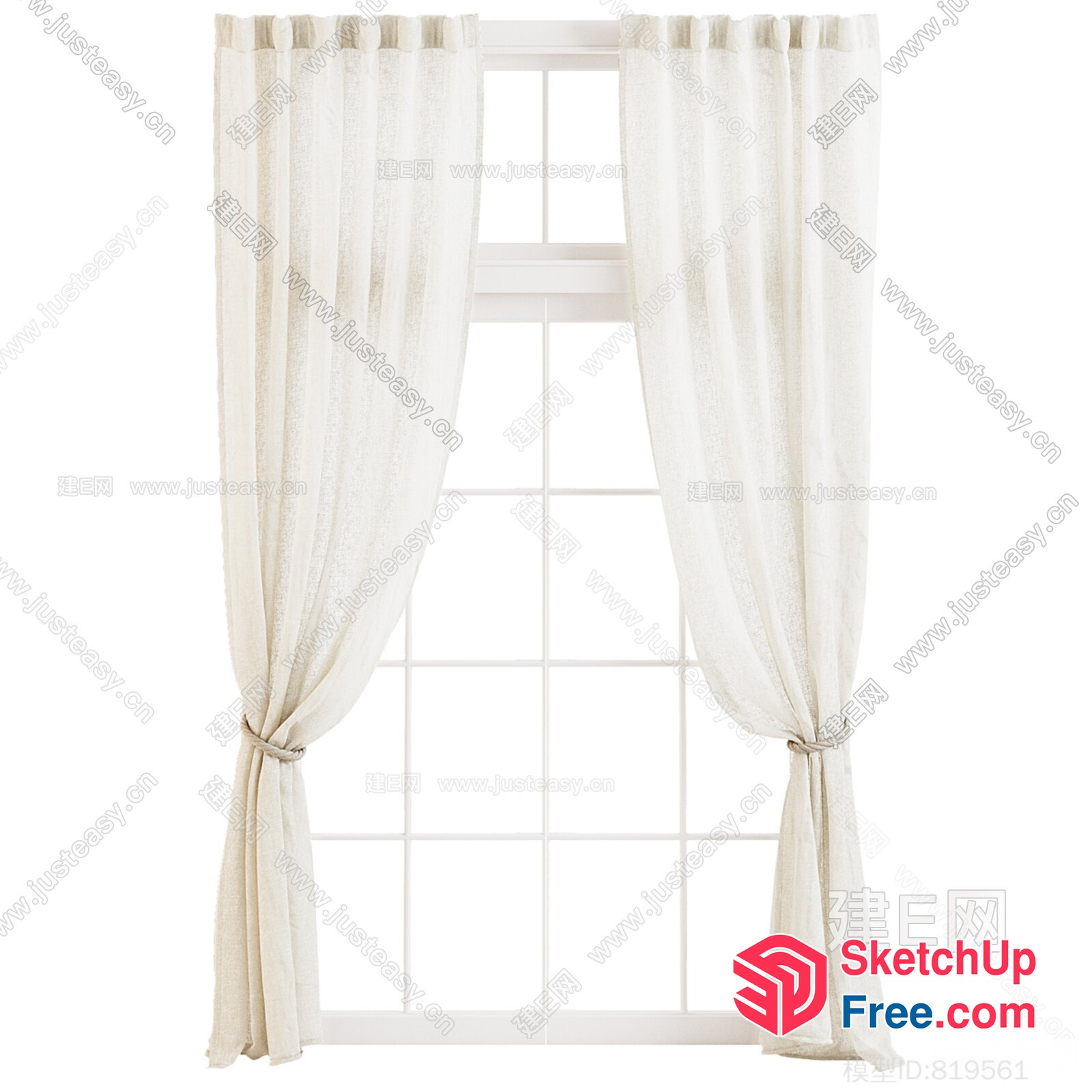 White Curtain And Window 3D SketchUp File