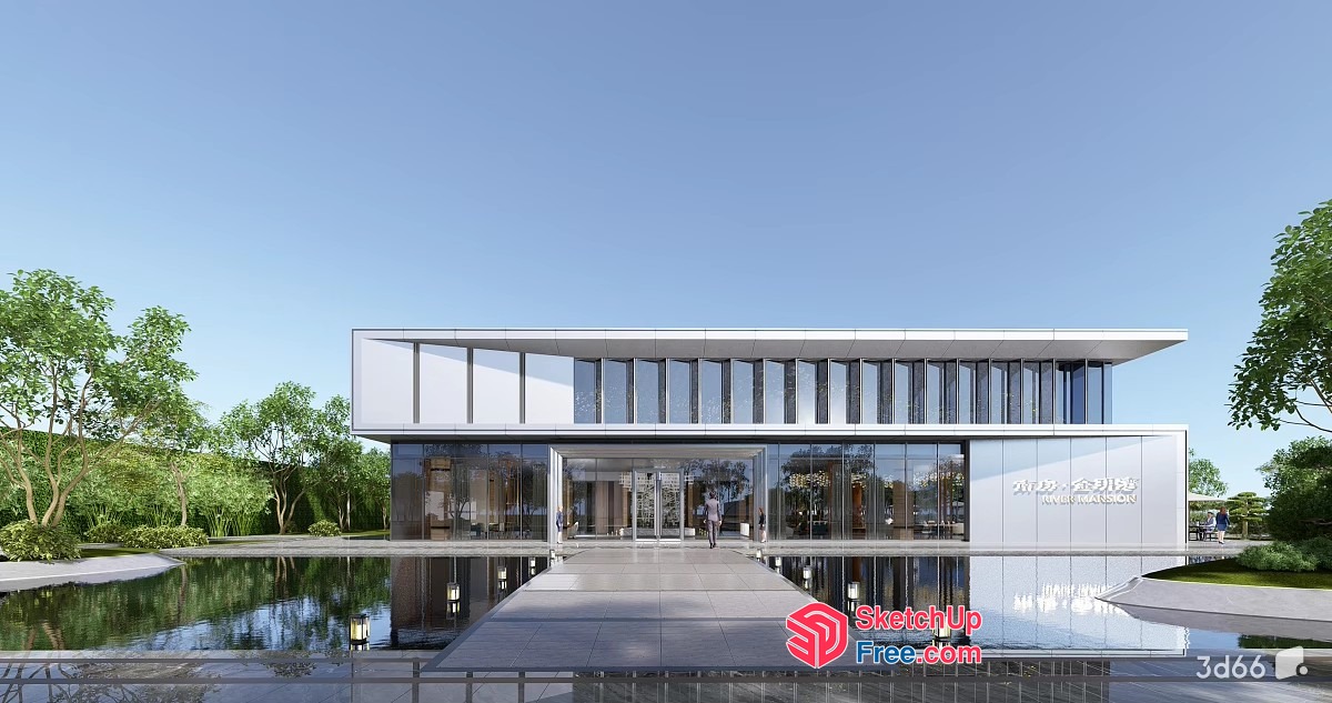 Modern Glass And Steel Building Exterior 3D SketchUp File
