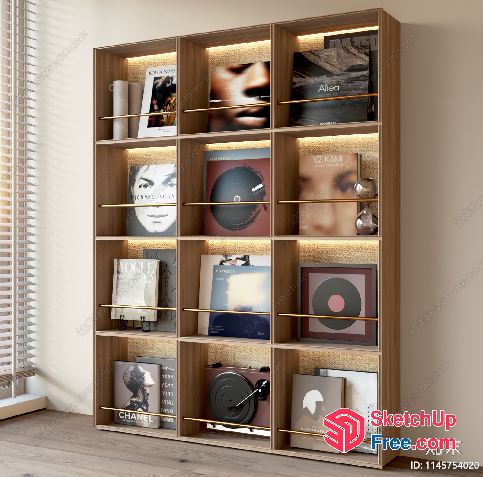 Elegant Vinyl Record Display Cabinet 3D SketchUp File