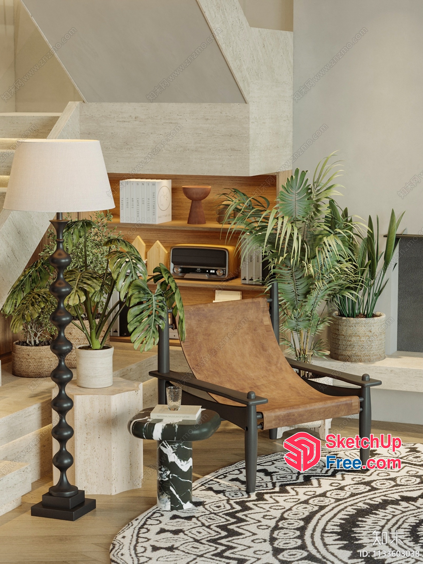 Natural And Modern Furniture With Plants 3D SketchUp File