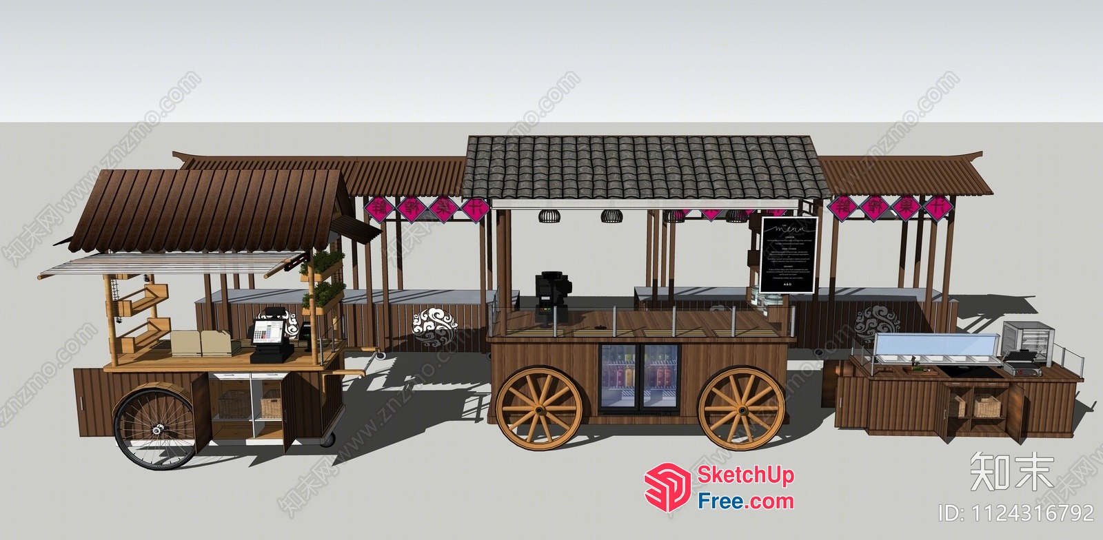 Traditional Asian Food Truck Interior 3D SketchUp File