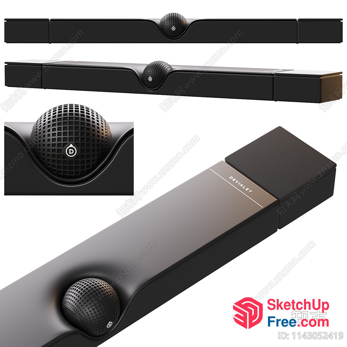 Modern Sleek Black Wall-Mounted Soundbar 3D SketchUp File