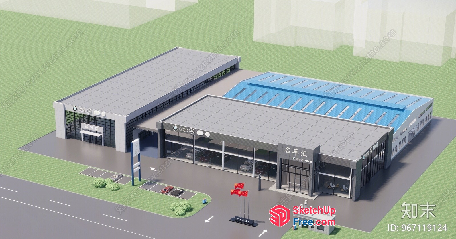 Auto Dealership Building 3D SketchUp File