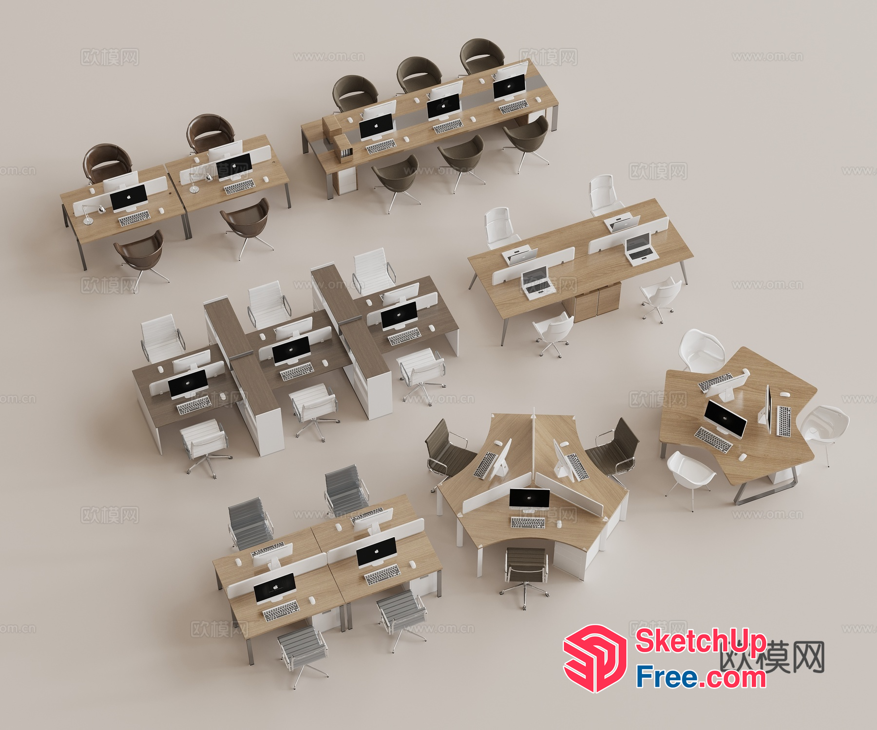 Modern Office Furniture Layout 3D SketchUp File