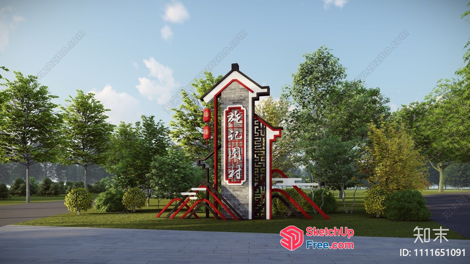 Traditional Chinese Signpost 3D SketchUp File