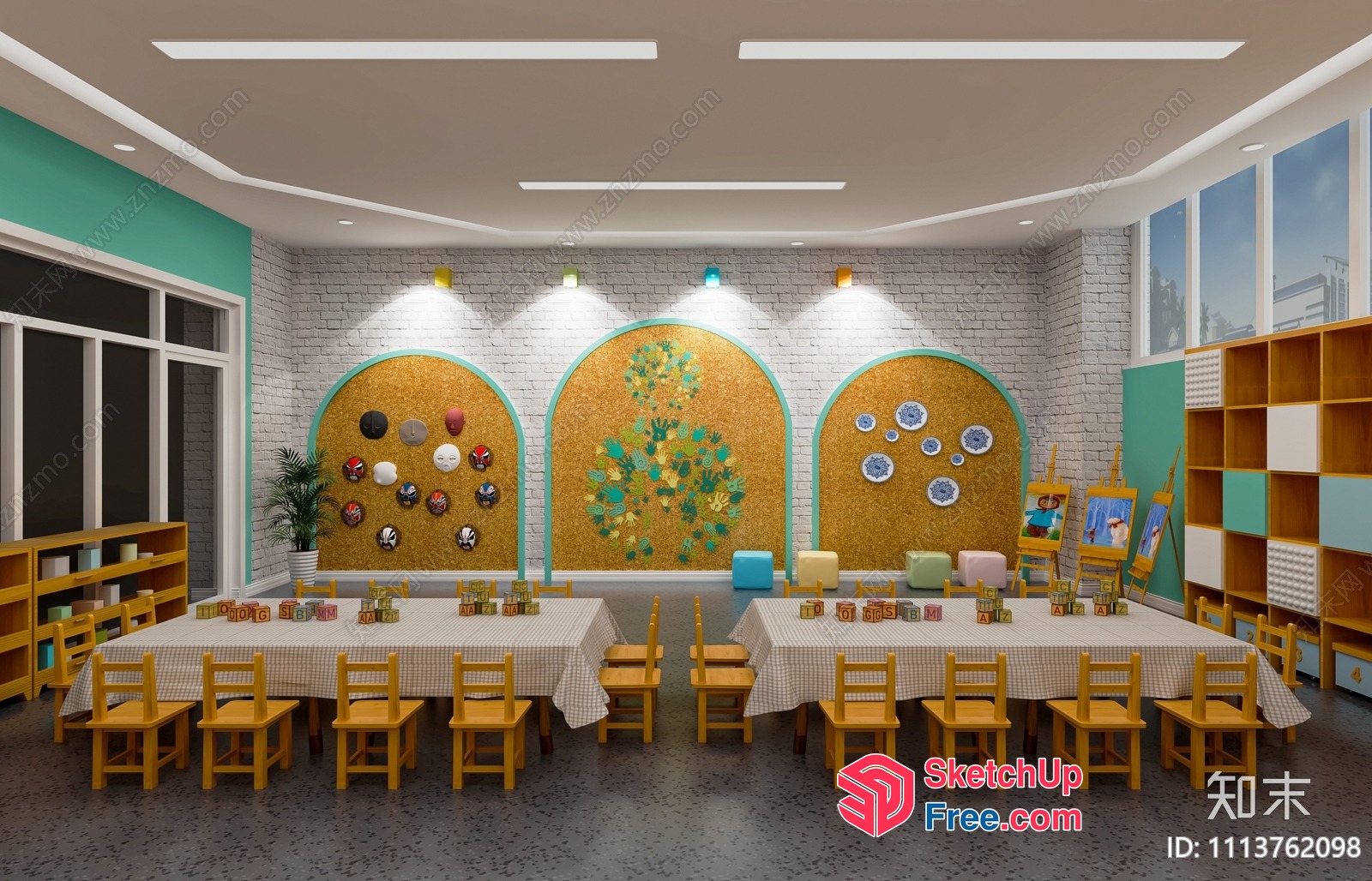 Modern Classroom Interior With Vibrant Decor And Natural Light 3D SketchUp File