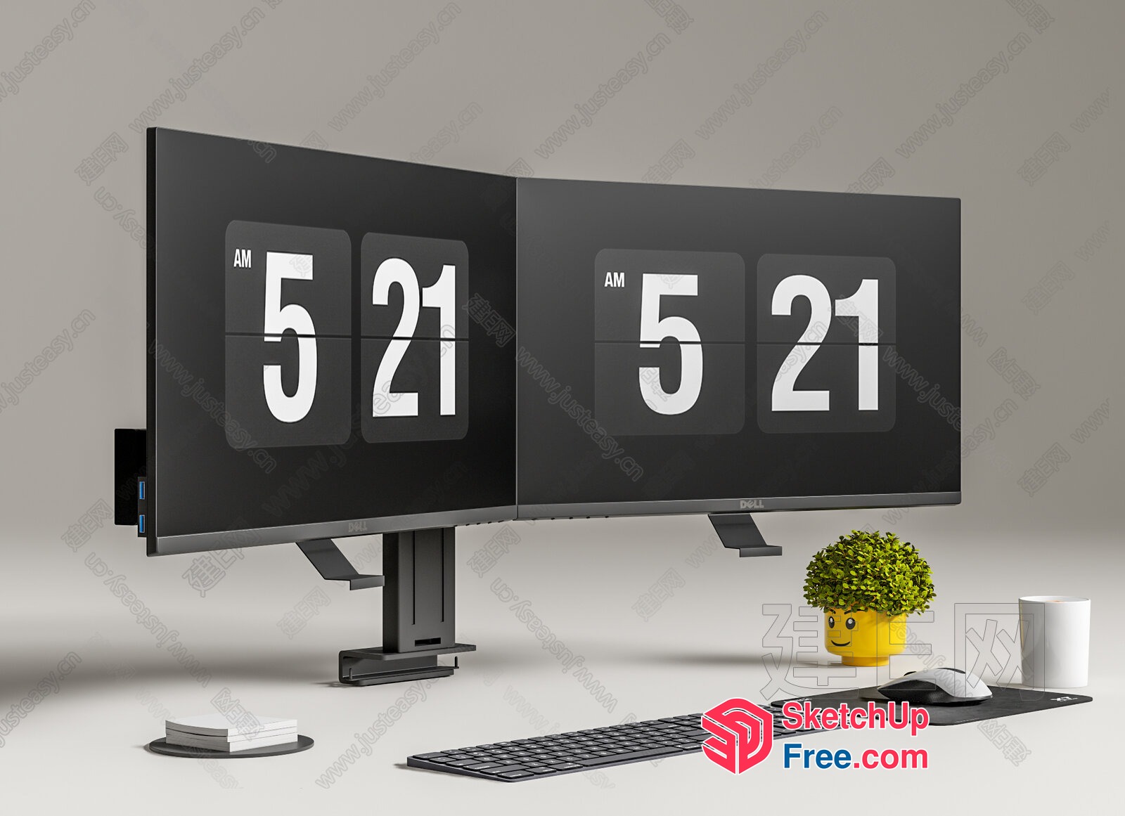 Time Displayed On Computer Screens 3D SketchUp File