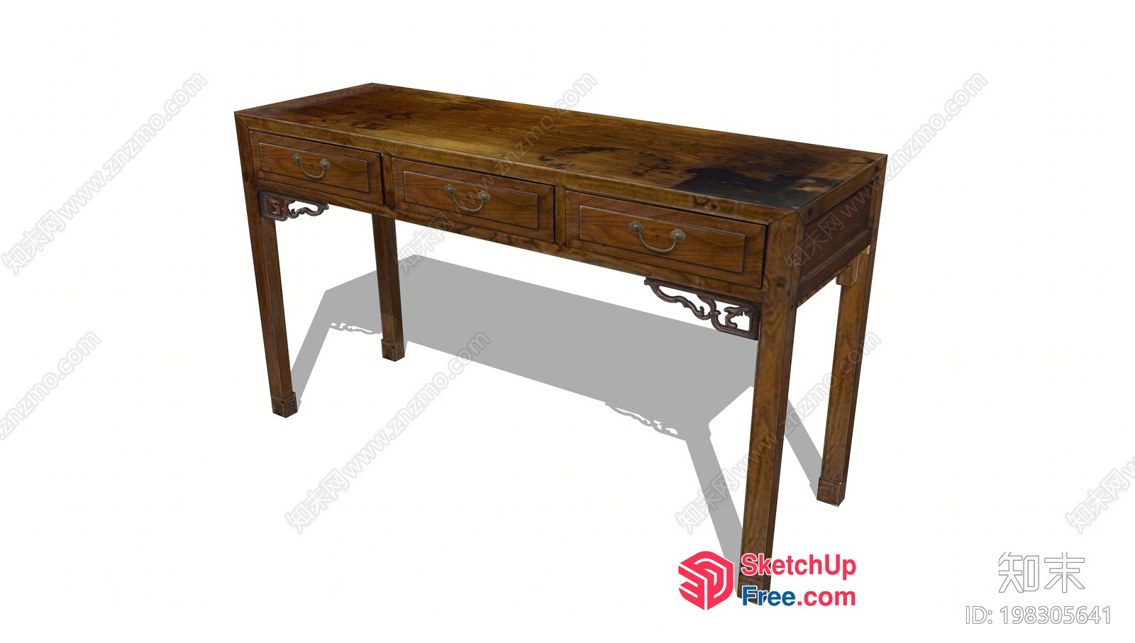 Classic Wooden Console Table With Drawers 3D SketchUp File