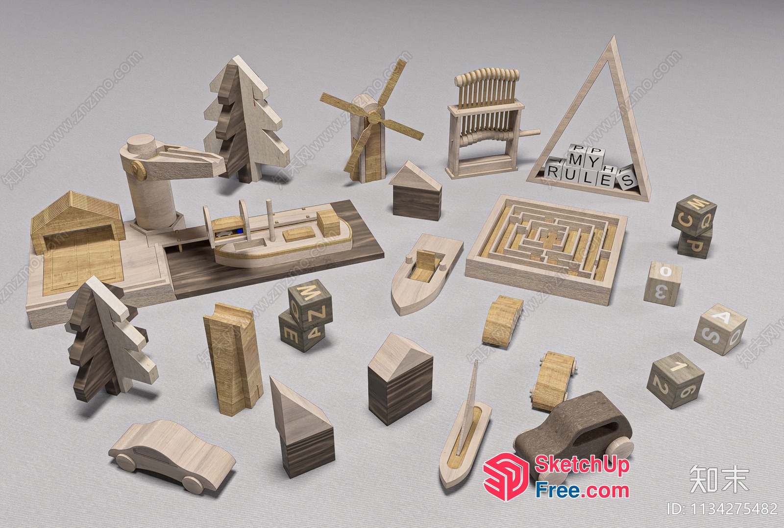 Wooden Toys And Decorations 3D SketchUp File