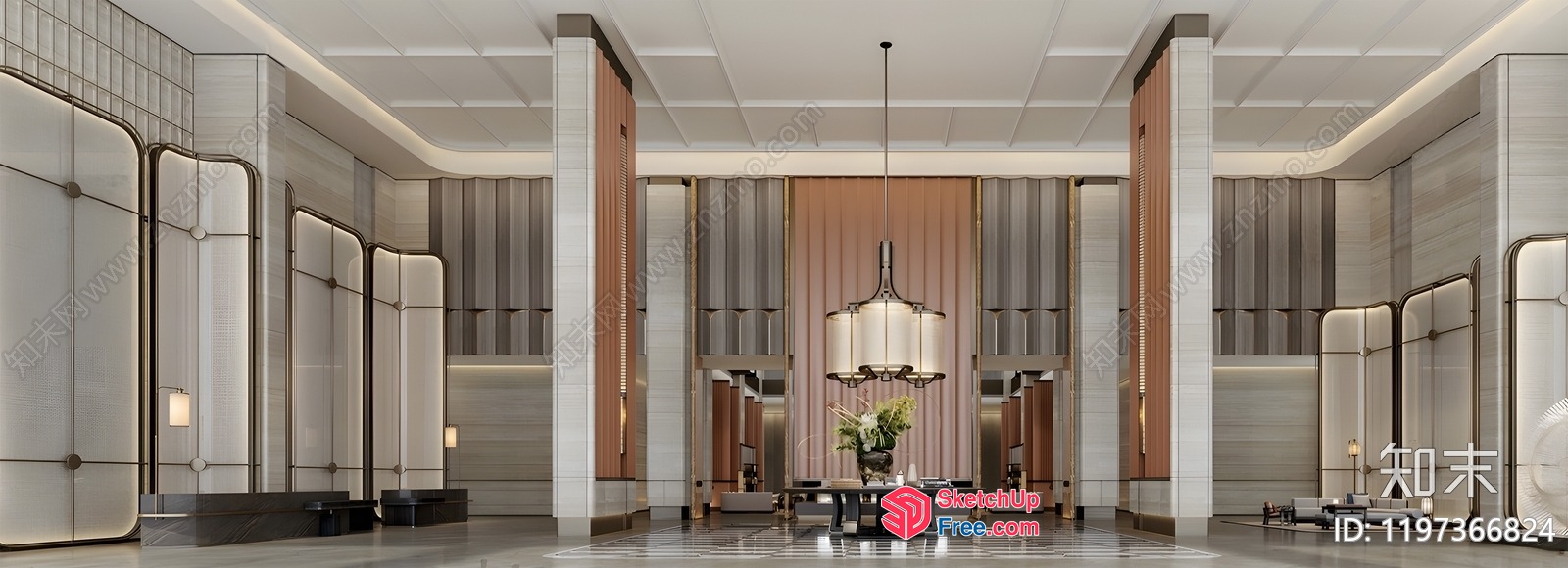Modern Pillar Interior 3D SketchUp File