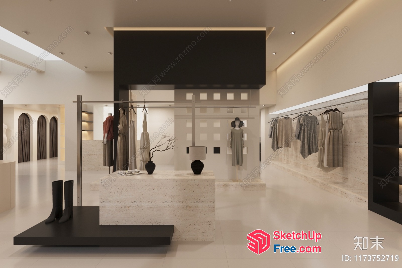 Modern Minimalist Fashion Boutique Interior 3D SketchUp File