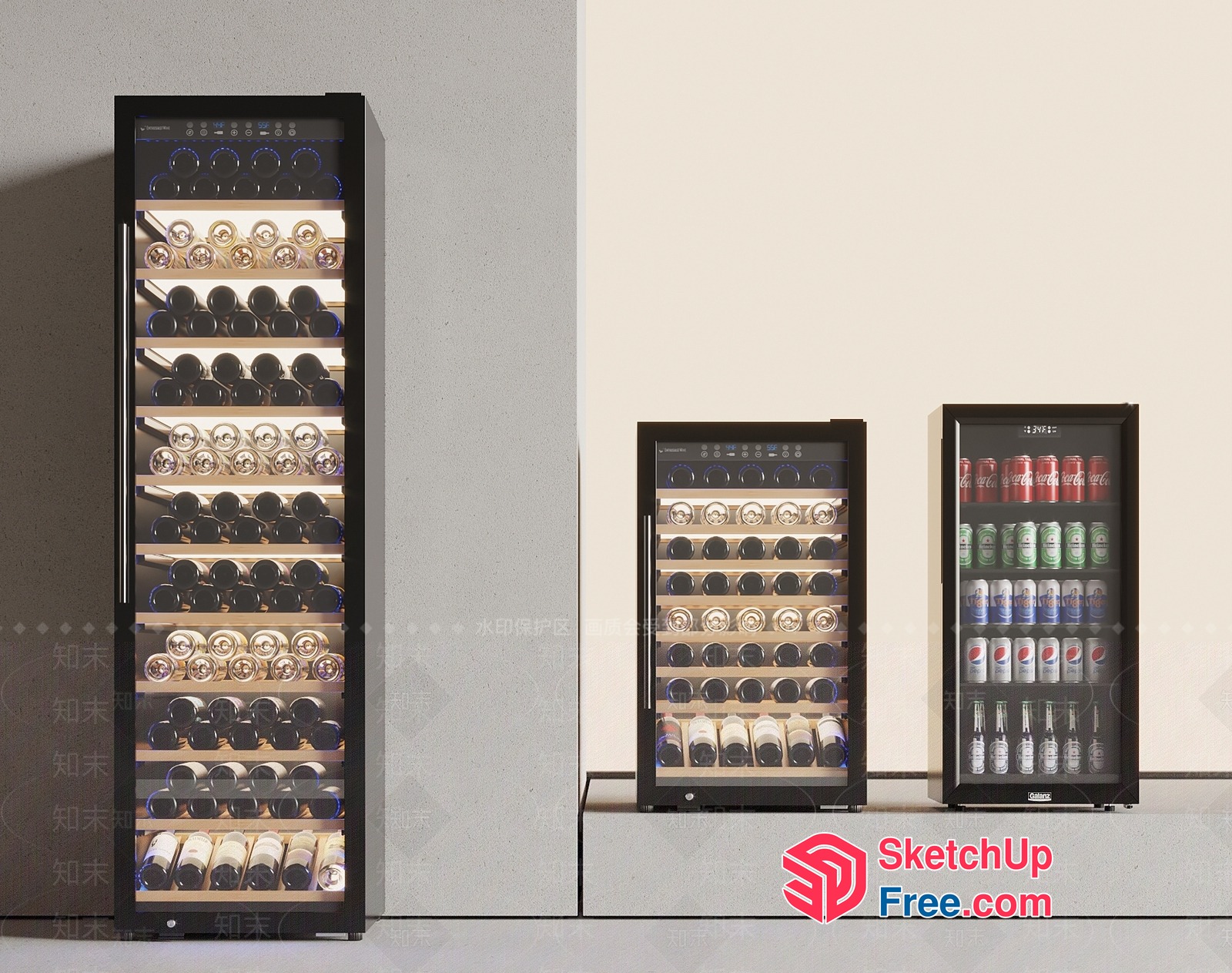 Modern Beverage Storage Showcase 3D SketchUp File