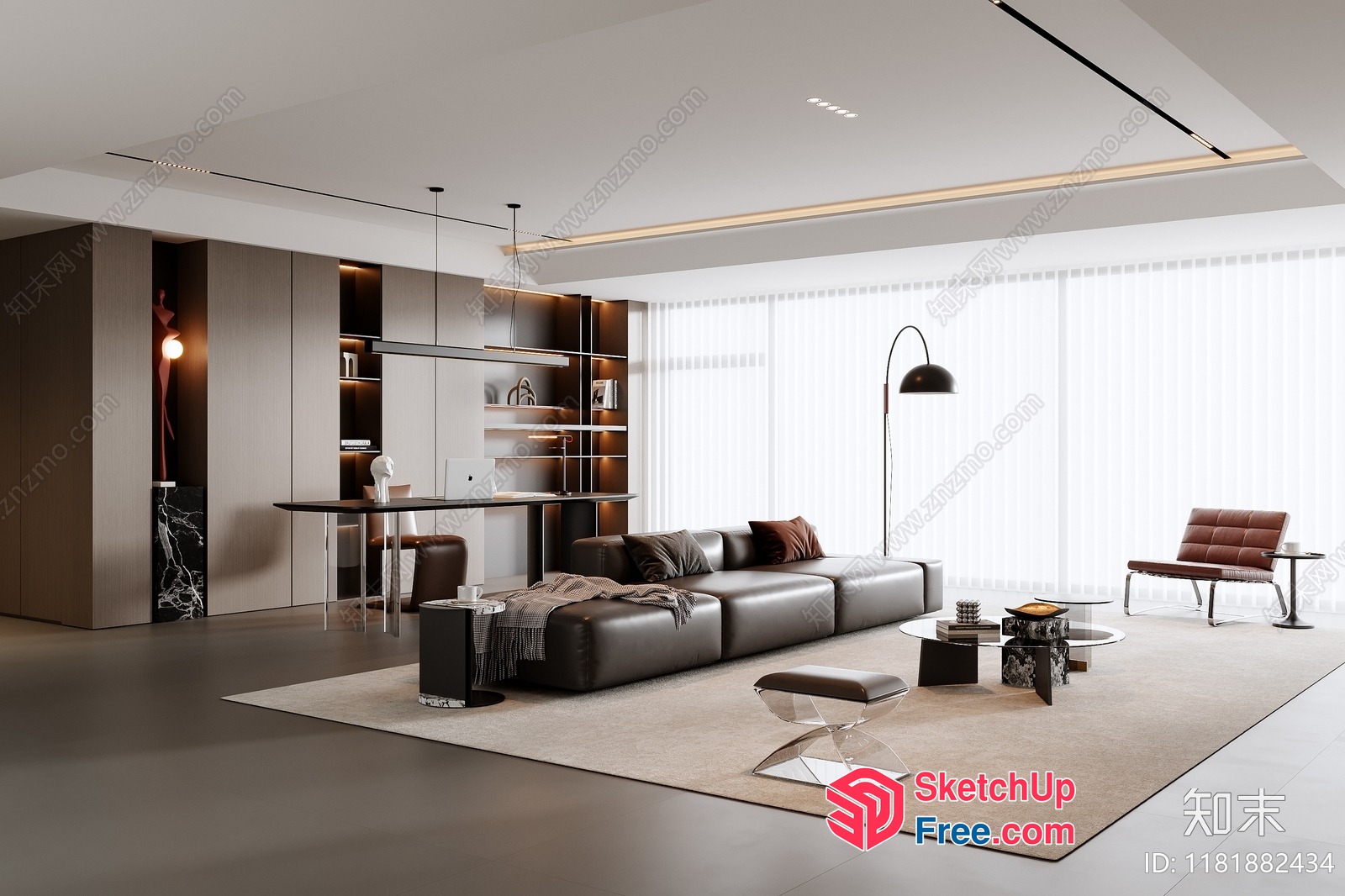 Elegant Modern Living Room With Sleek Furniture And Neutral Colors 3D SketchUp File