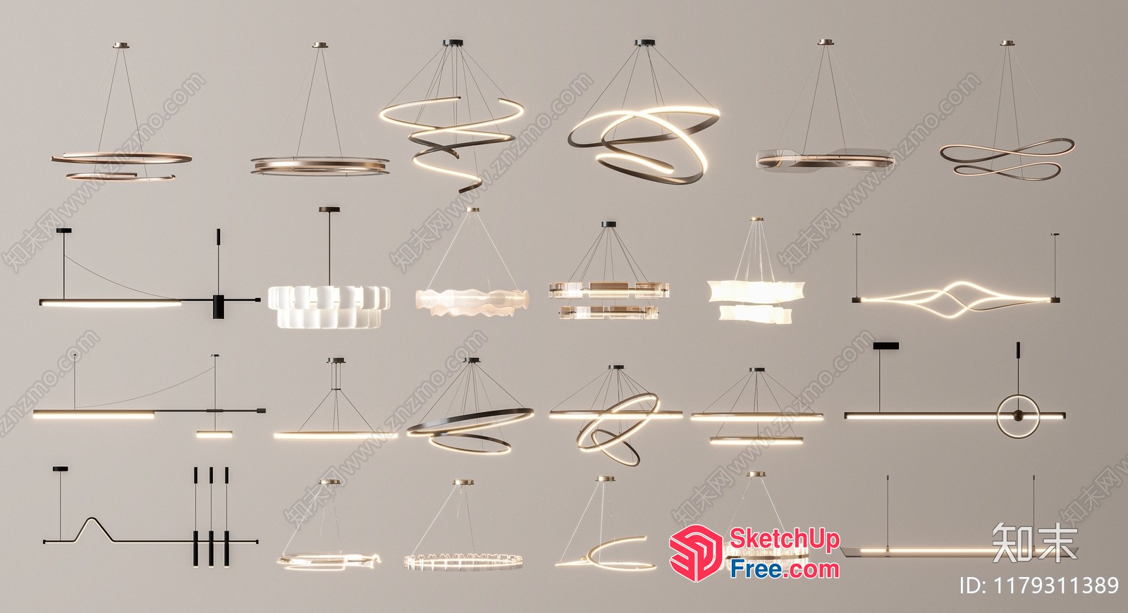 Elegant Modern Led Light Fixtures 3D SketchUp File