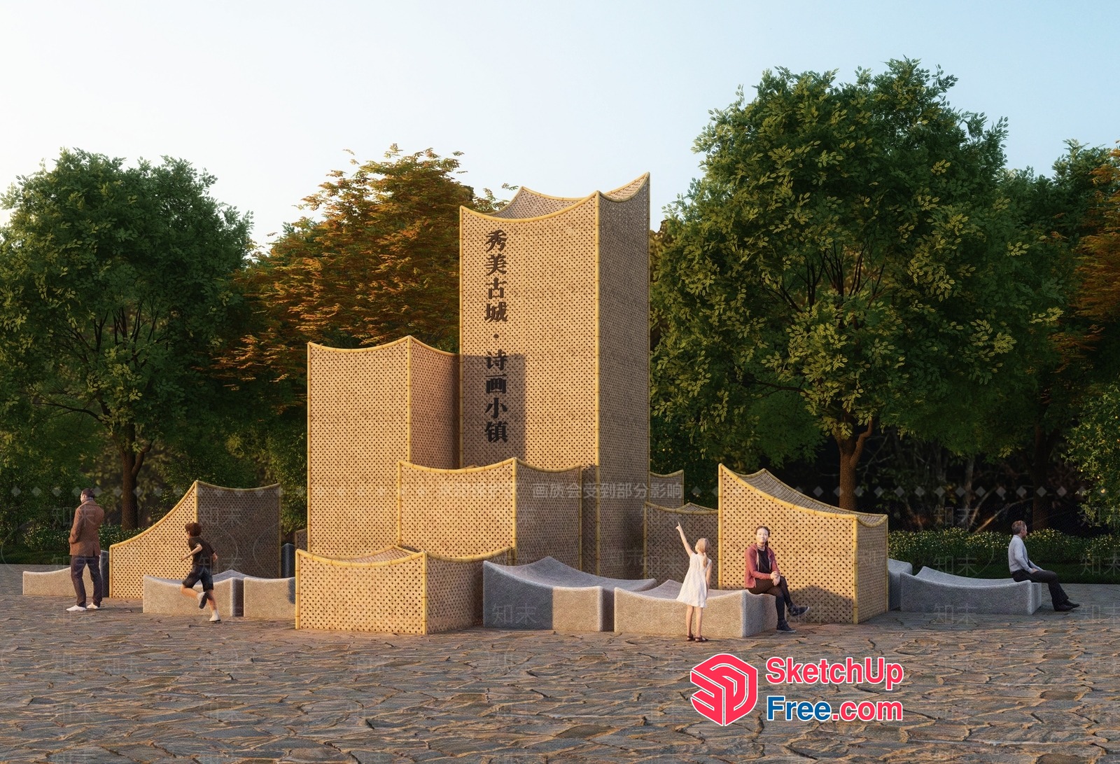 Exterior Decor Of A Traditional Chinese Pavilion 3D SketchUp File