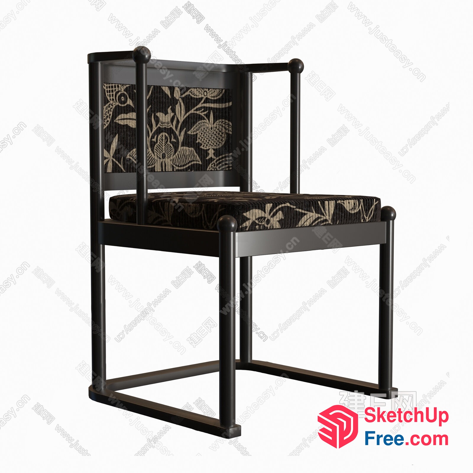 Black And Gold Floral Patterned Chair 3D SketchUp File