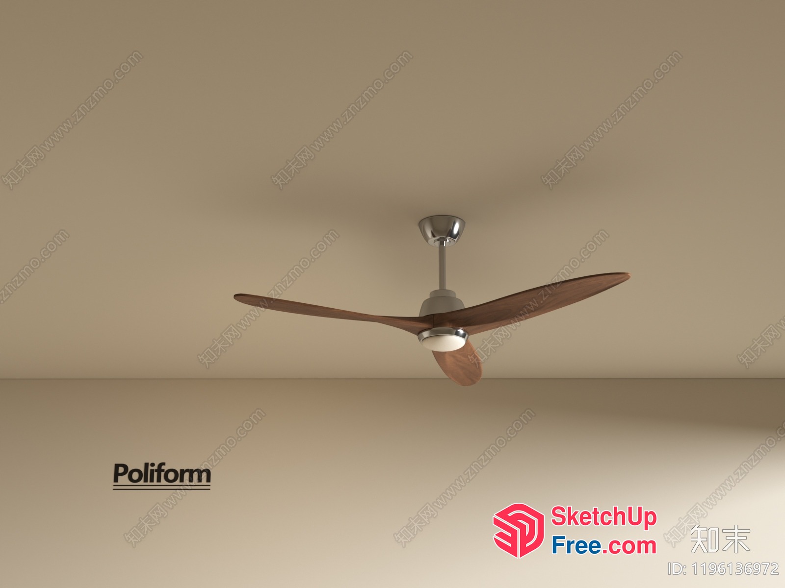 Modern Ceiling Fan With Wood And Metal Accents 3D SketchUp File