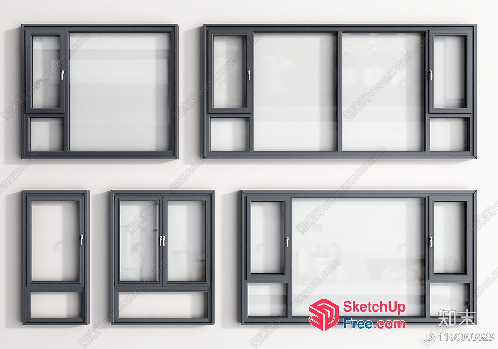 Modern Grey Window Frames Collection 3D SketchUp File