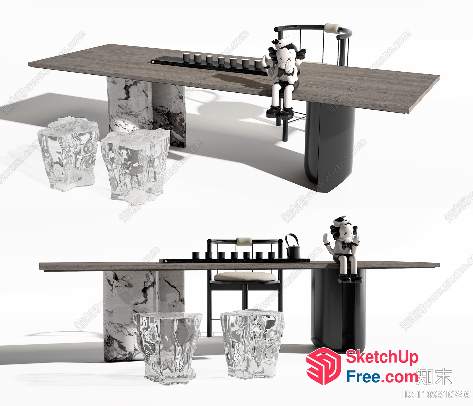 Modern Minimalist Dining Room Set With A Touch Of Whimsy 3D SketchUp File