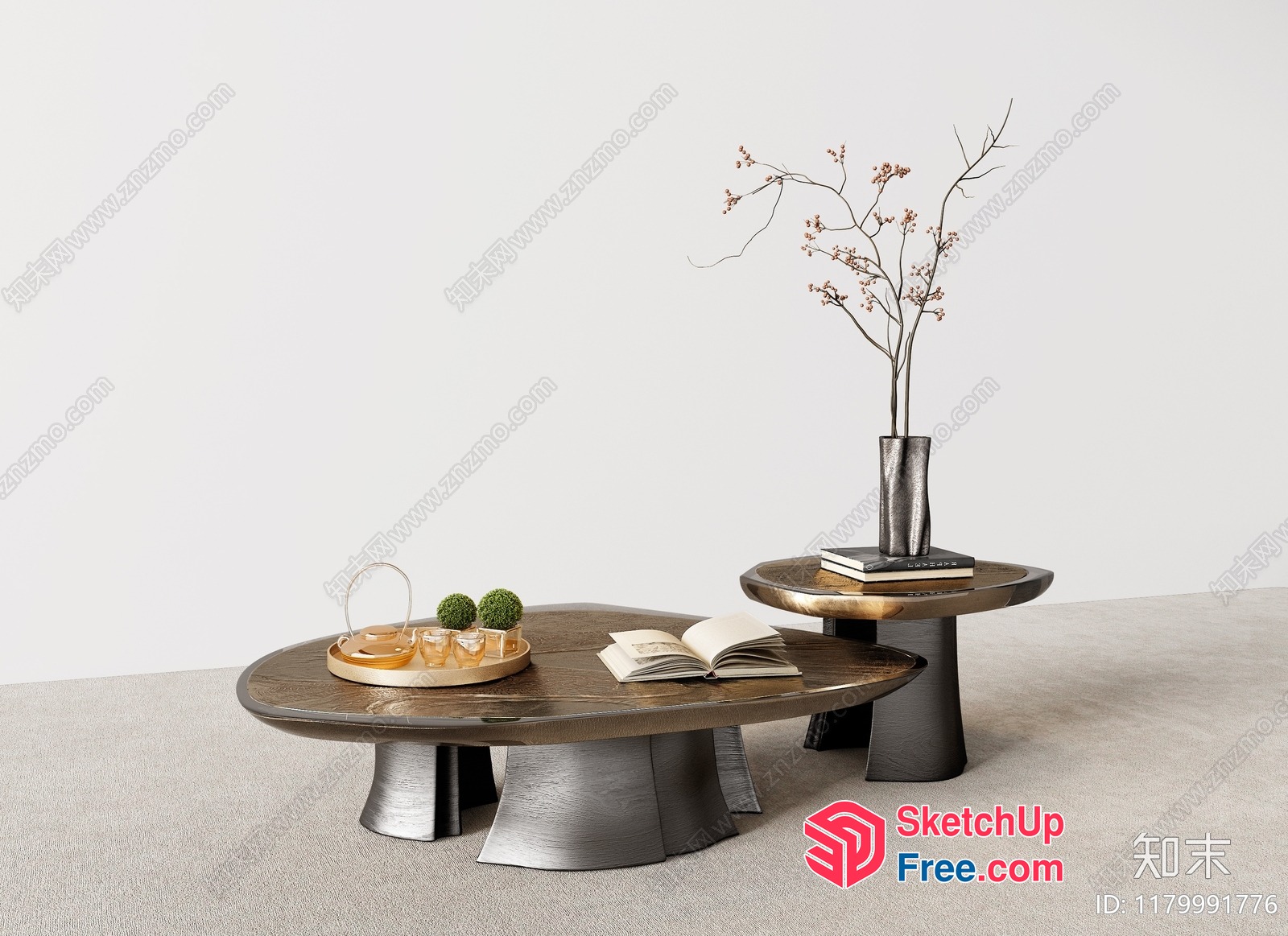 Elegant Modern Coffee Table Set 3D SketchUp File