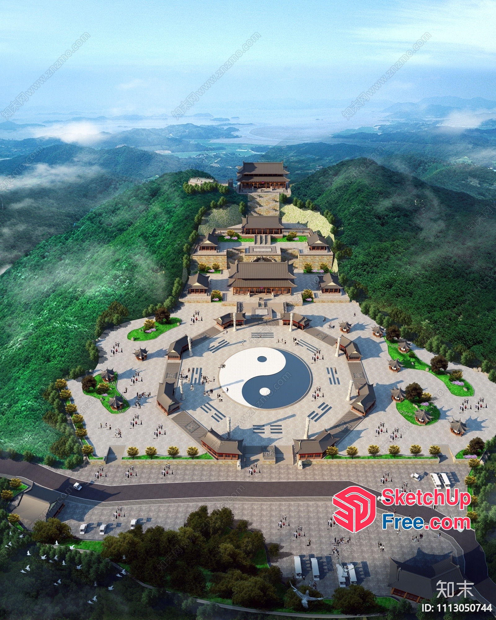 Ancient Temple Architecture In Mountainous Landscape 3D SketchUp File