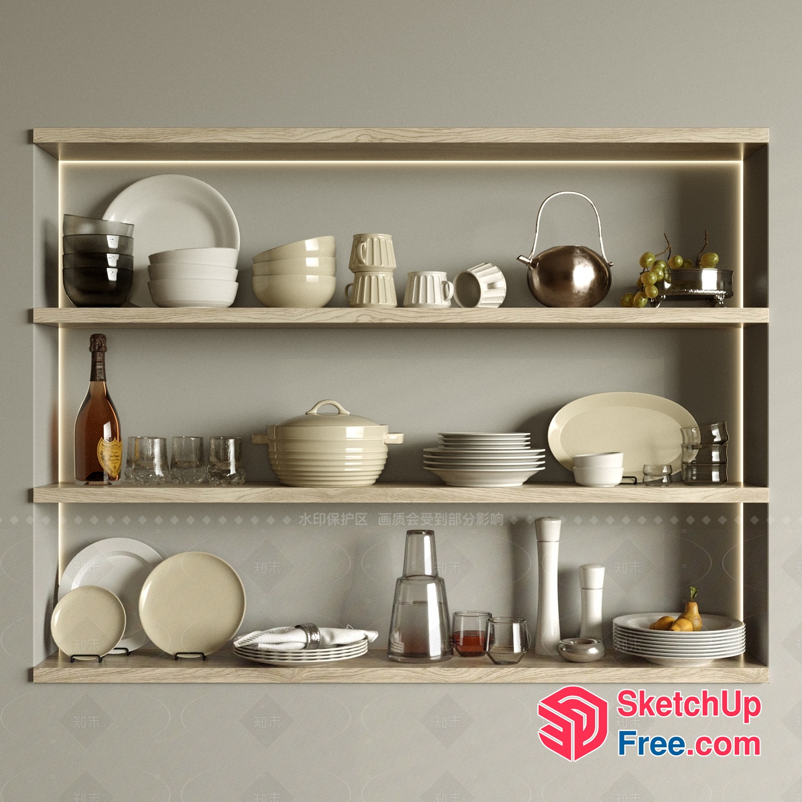 Modern Kitchen Shelf Collection 3D SketchUp File