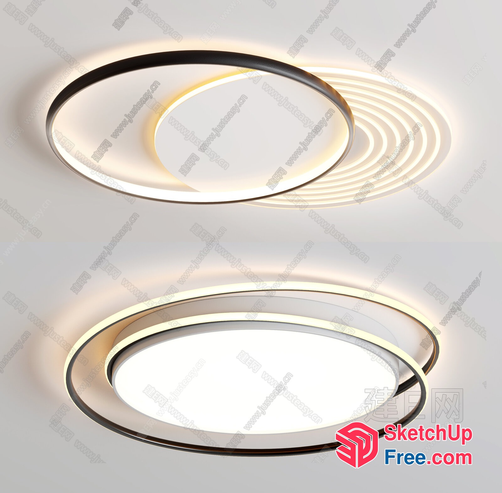 Modern Minimalist Oval Ceiling Light Fixture 3D SketchUp File