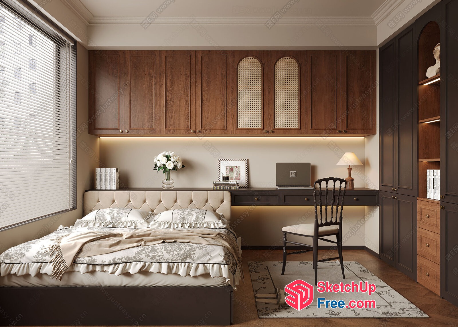 Elegant Bedroom With Classic Furniture And Natural Light 3D SketchUp File