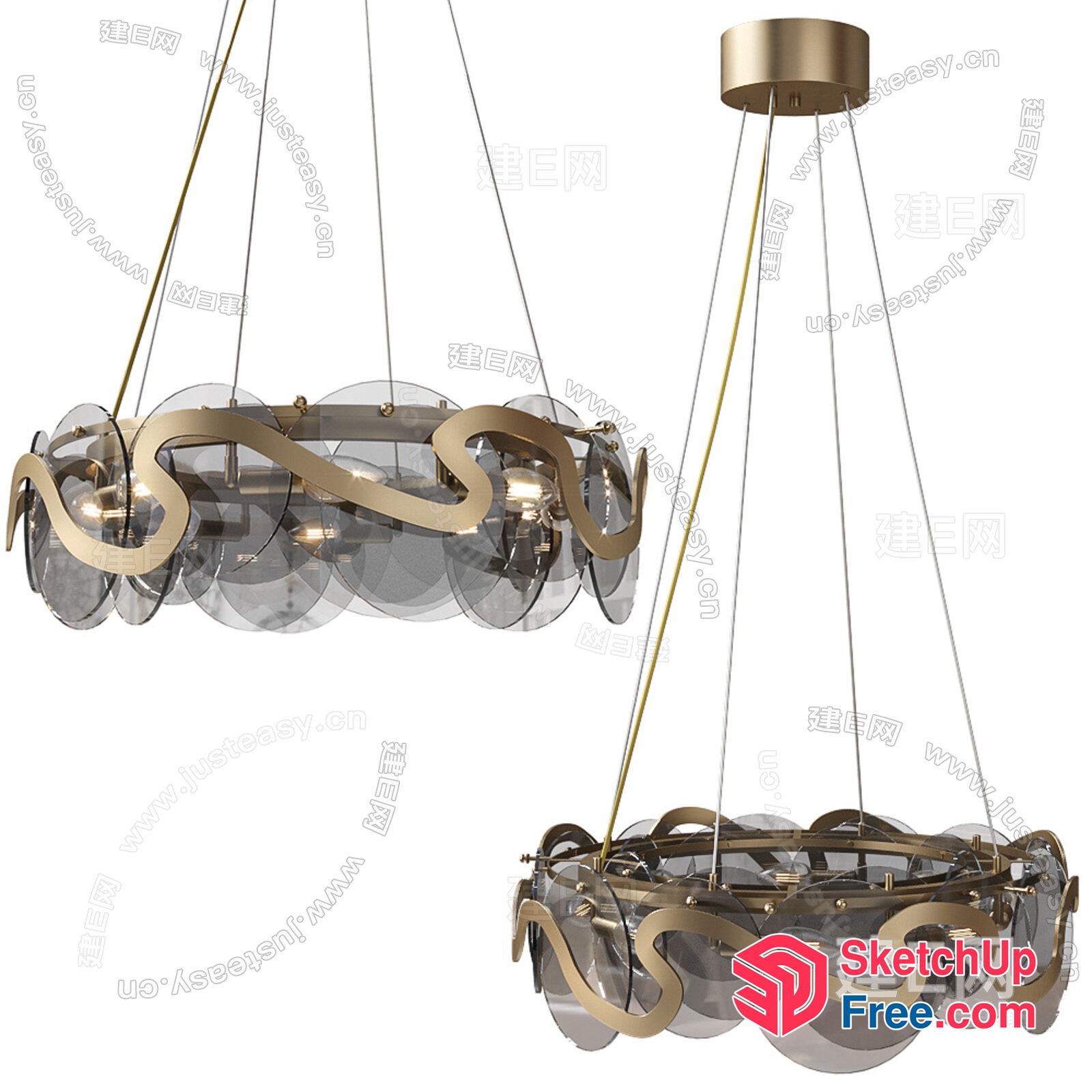 Elegant Hanging Light Fixture With Glass And Metal Accents 3D SketchUp File
