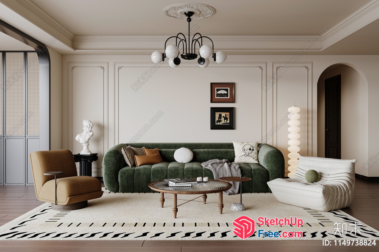 Minimalist European Style Living Room Interior 3D SketchUp File