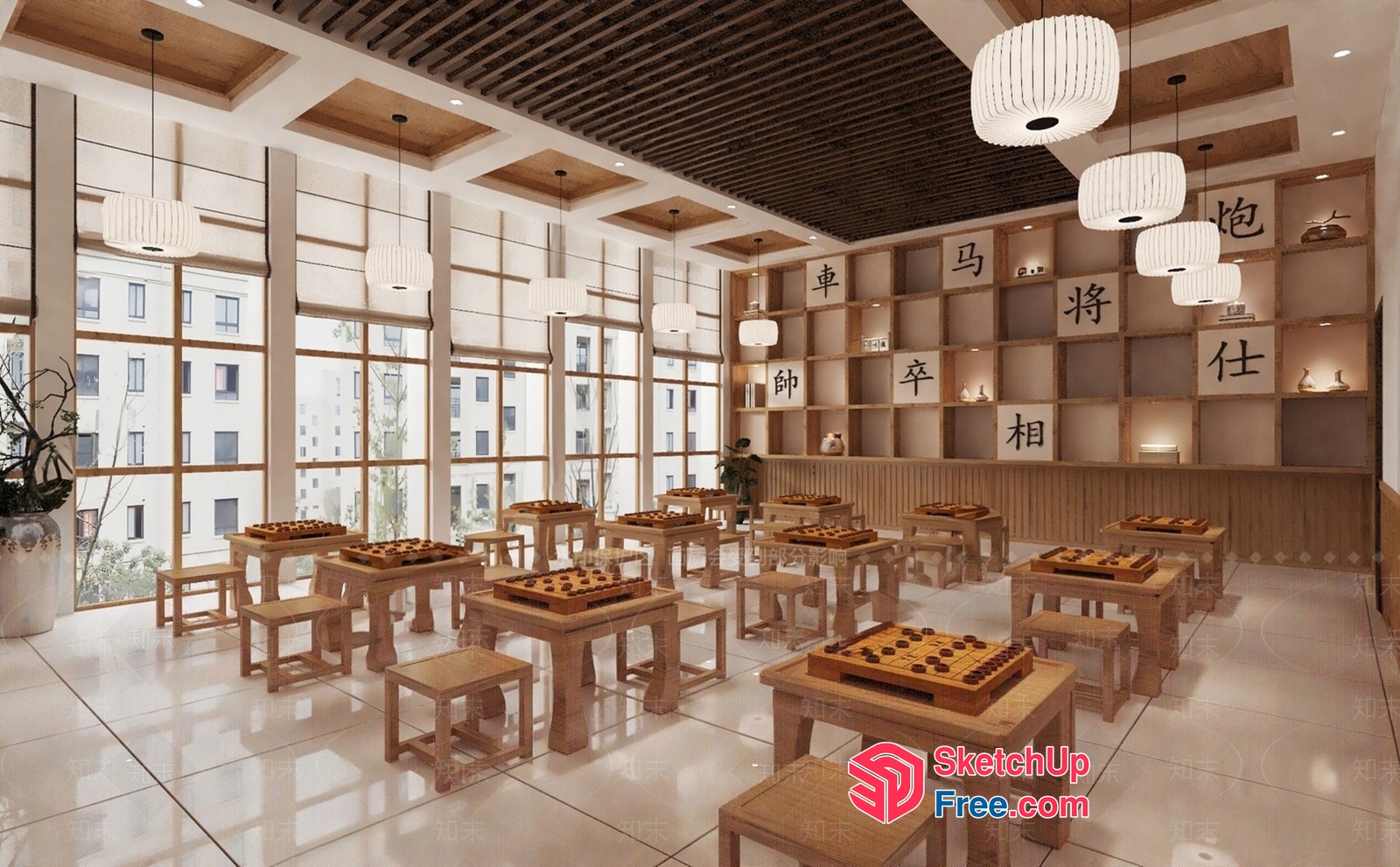 Elegant And Modern Asian-Inspired Dining Room 3D SketchUp File