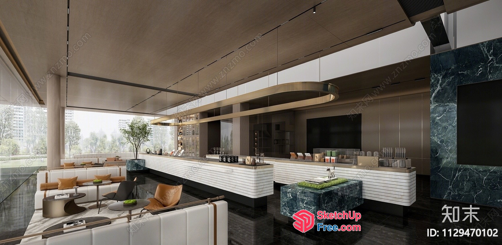 Modern Restaurant Interior With Elegant Decor 3D SketchUp File