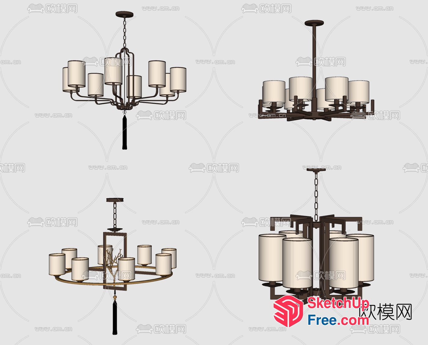 Modern Minimalist Chandelier Collection 3D SketchUp File