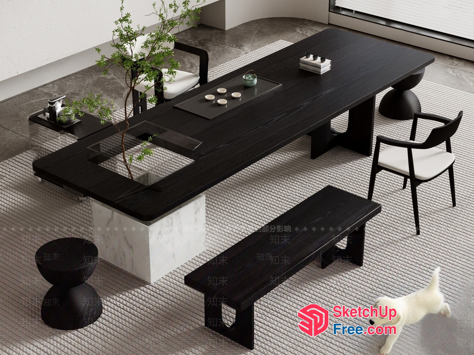 Modern Japanese-Inspired Living Room With Sleek Furniture 3D SketchUp File