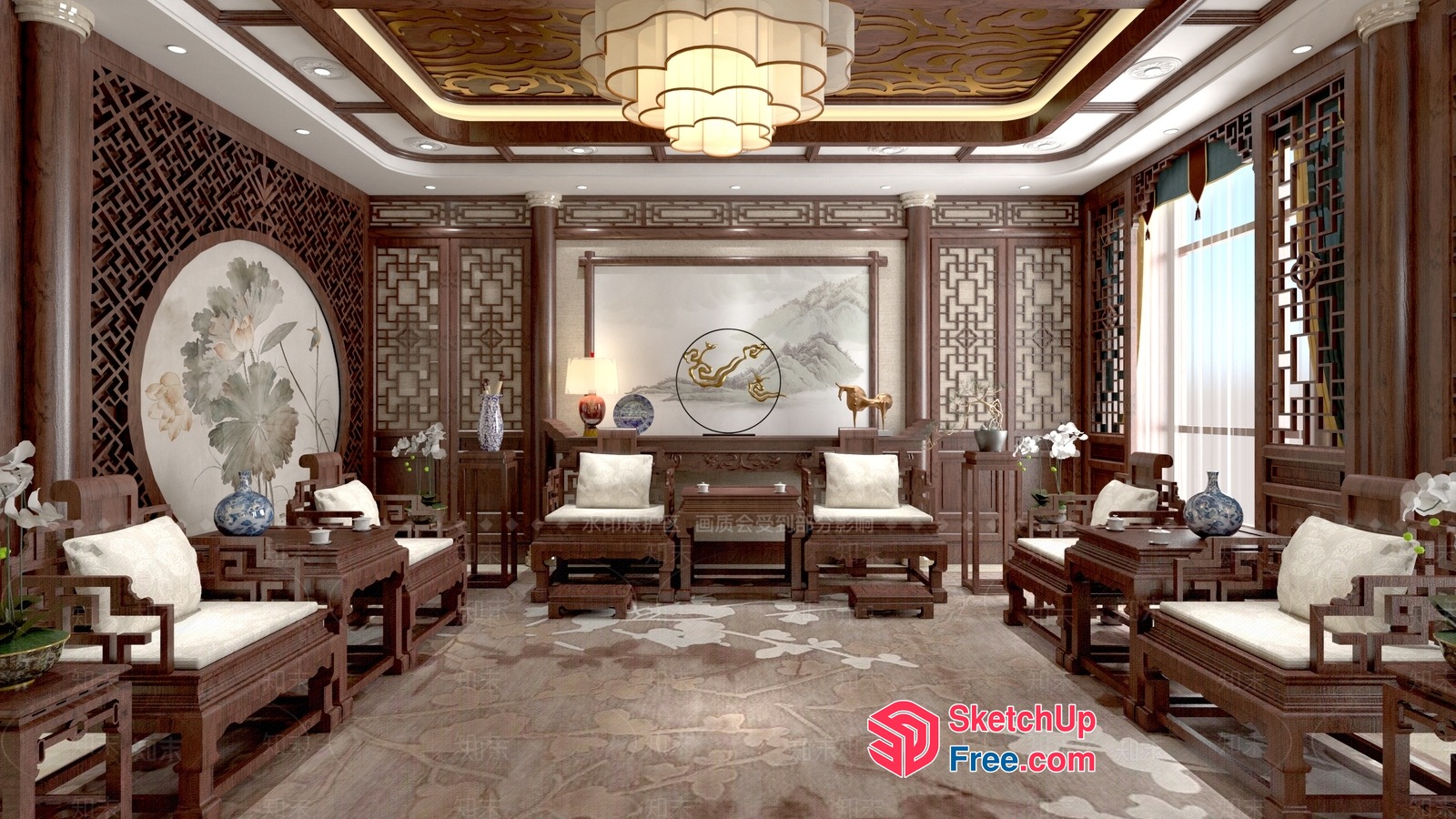 Traditional Chinese Style Interior Design 3D SketchUp File
