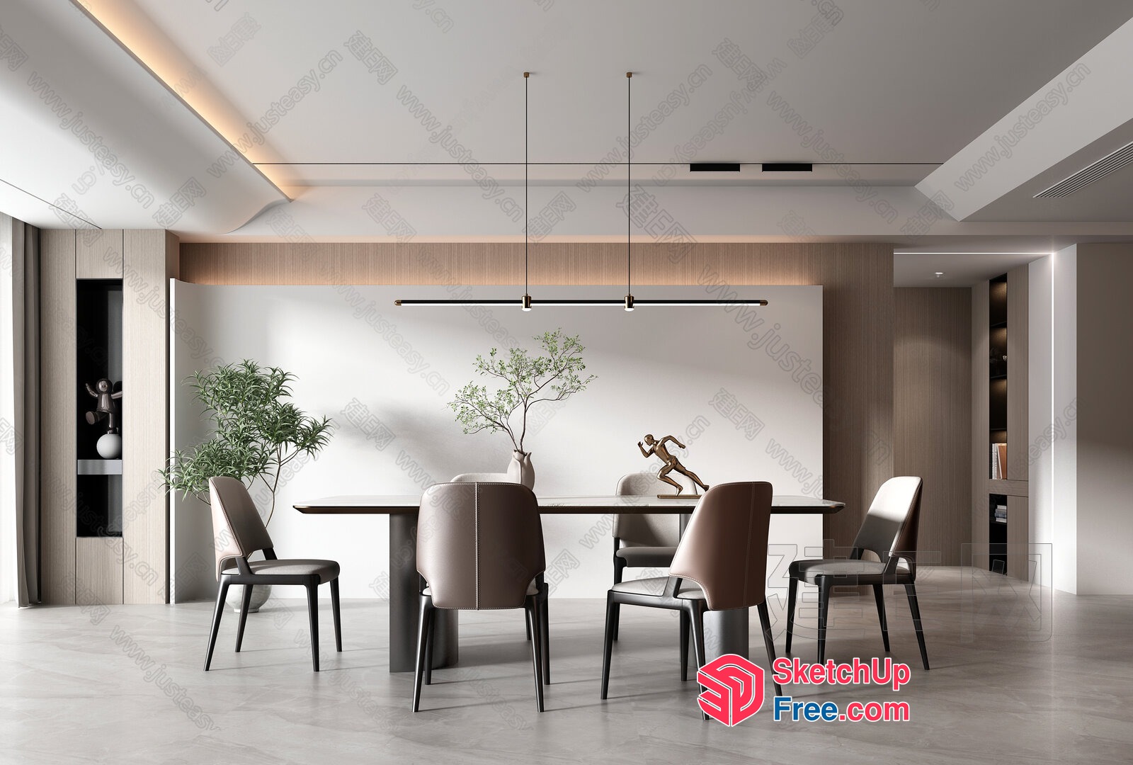 Modern Minimalist Dining Room With Elegant Lighting 3D SketchUp File