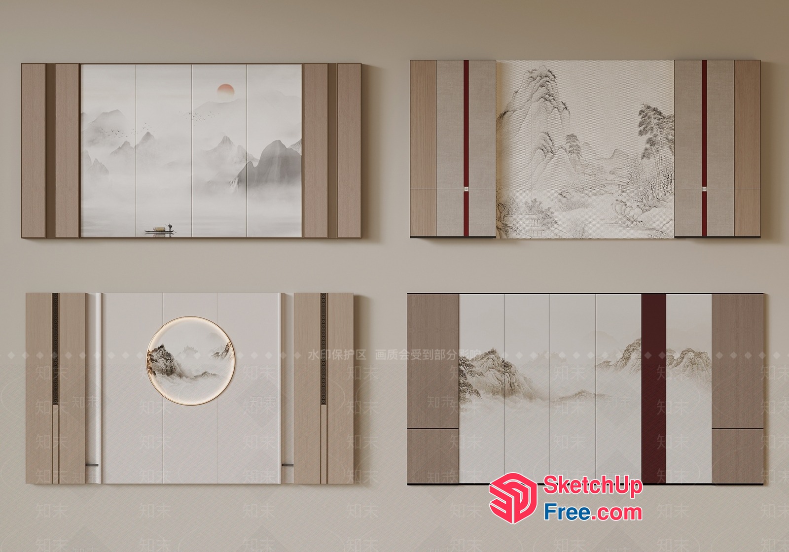Traditional Asian-Inspired Landscape Artwork Collection 3D SketchUp File Traditional Asian-Inspired Landscape Artwork Collection 3D SketchUp File
