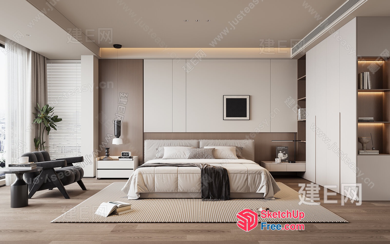 Modern Minimalist Bedroom Interior Design 3D SketchUp File