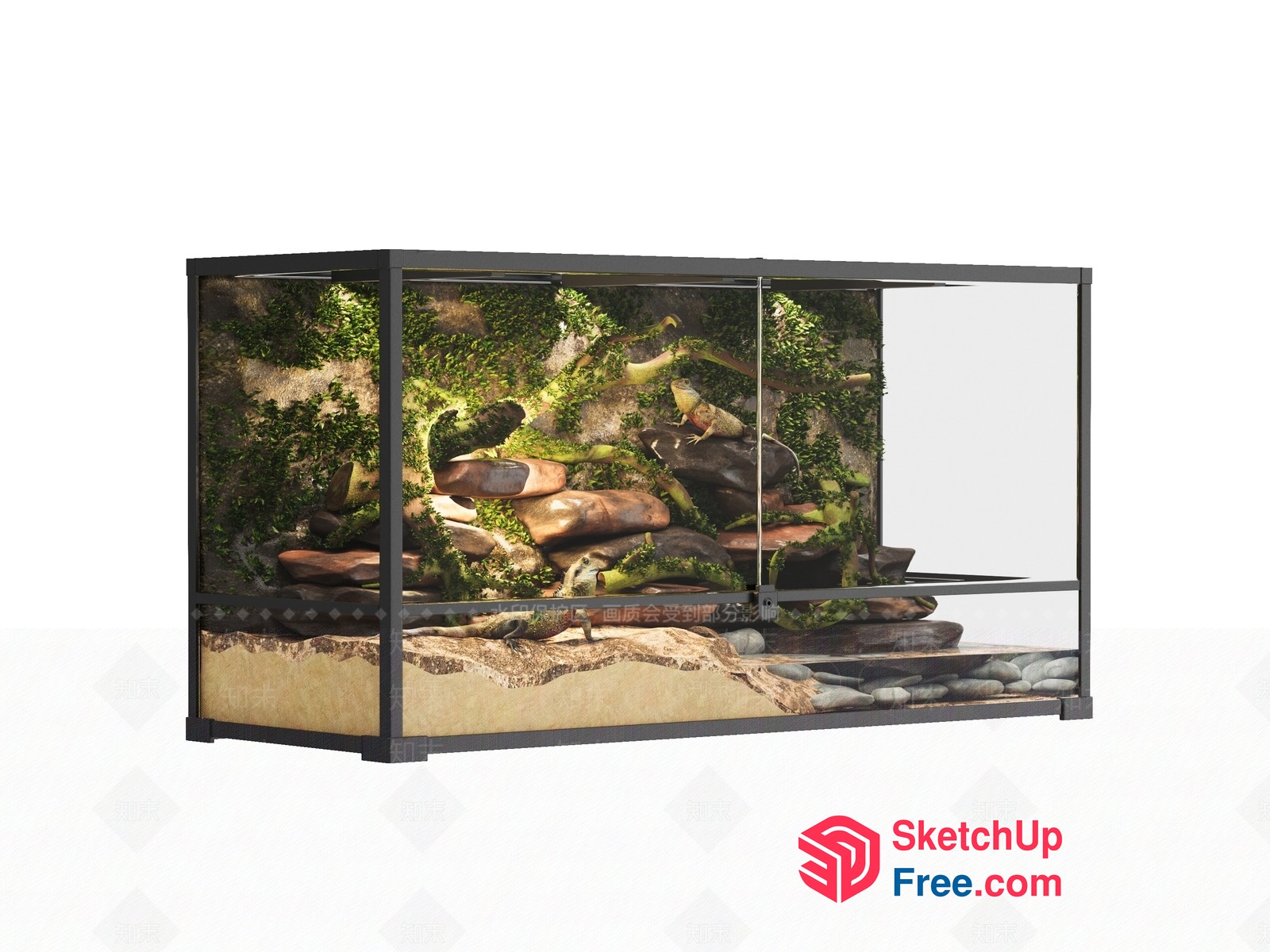 Modern Glass Terrarium With Lush Greenery And Natural Elements 3D SketchUp File