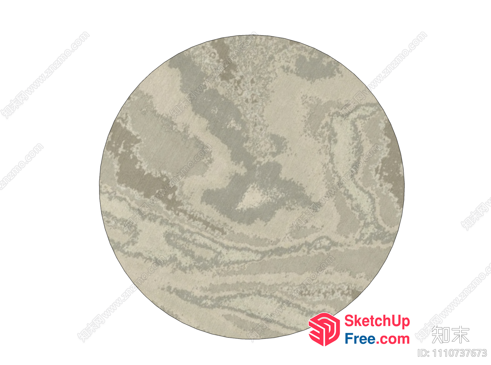 A Large, Cream-Colored Circle With Gray Swirls 3D SketchUp File
