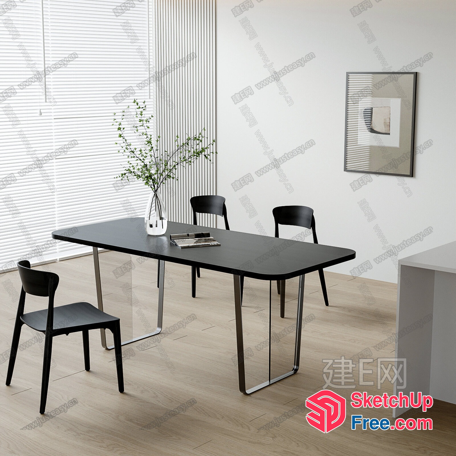 Modern Minimalist Interior Office Space 3D SketchUp File