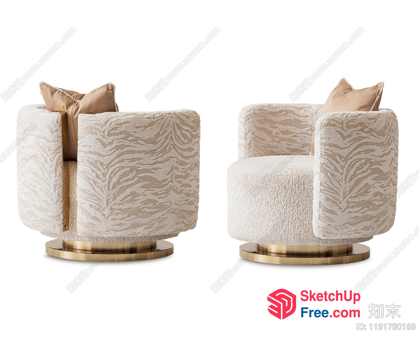 Elegant Creamy Style Pillar Chairs 3D SketchUp File